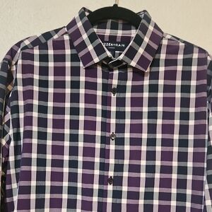 Mizzen+Main | Men's Leeward Black Plum Plaid Performance Athleisure Shirt SM
